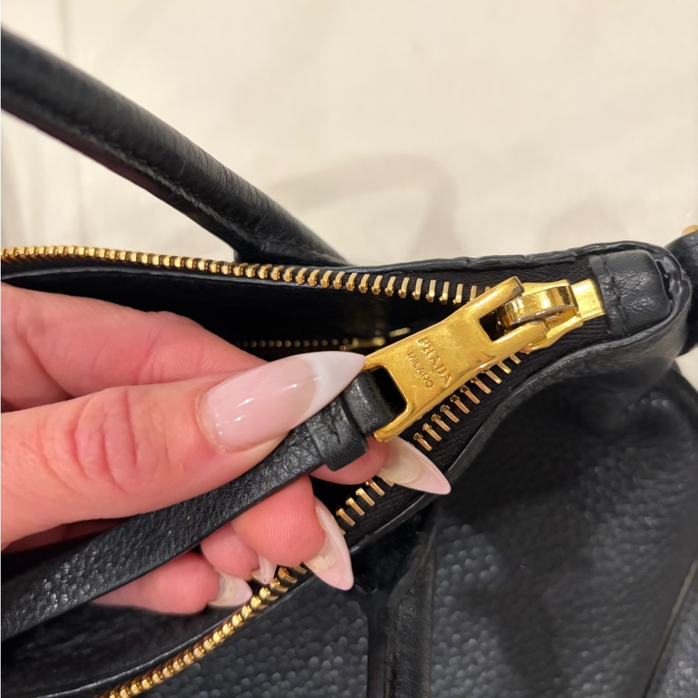 Prada Black and Gold Leather Satchel - Picture 3 of 12
